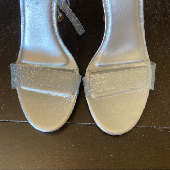 Marc‎ Fisher Calisty Silver Glitter Metallic Heels Strappy Sandals 7M Clear - Picture 10 of 13